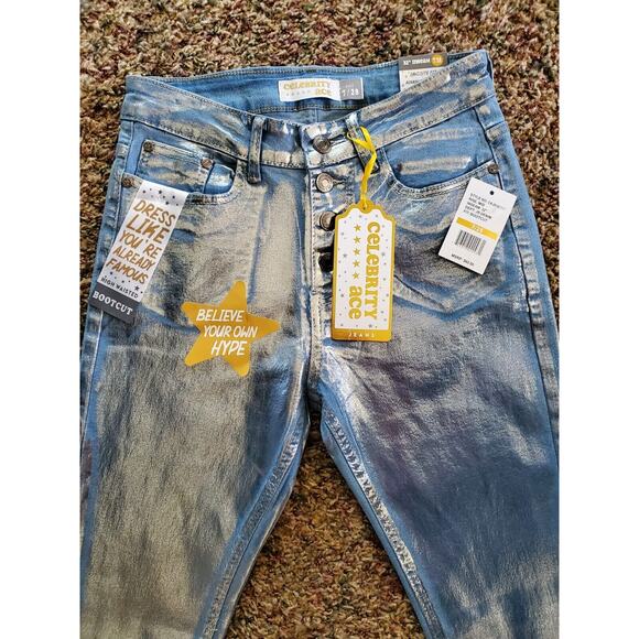 Women's JR 7/28 Celebrity Ace High Waisted Boot Cut Shiny Pants - Picture 3 of 7